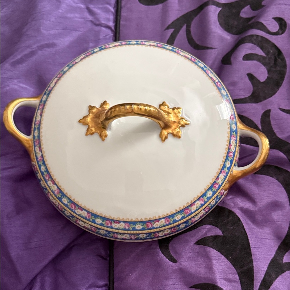 Limoges White and Gold Serveware with Floral Accents
